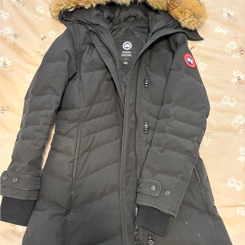 Canada Goose Black Puffer Jacket with Fur Trim